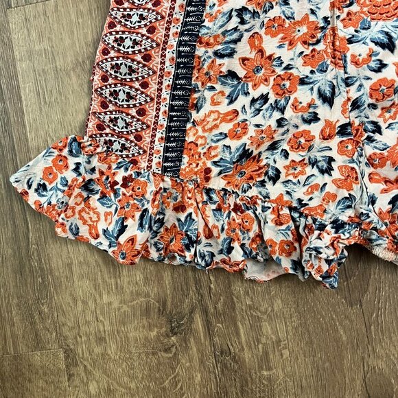 Free People Floral Tie Waist Ruffle Short Surf Date Jumpsuit Romper Sz 0 - Picture 6 of 15